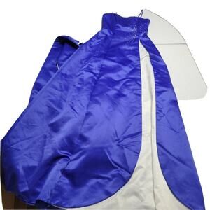 Rebecca Womens XS Blue Maxi Lined Strapy Shaw Formal Prom Puffy Skirt Boning Zip